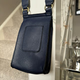 Faux Leather Mini Body Bag - Navy