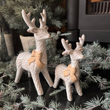 Christmas off white &amp; Neutral Reindeers with a big neutral rough bow&nbsp;
Available in two sizes; Small 15.5cm &amp; Large 21cm