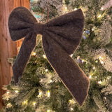 Large elegant fuzzy wool-blend Olive Bow Hanger 32cm&nbsp;