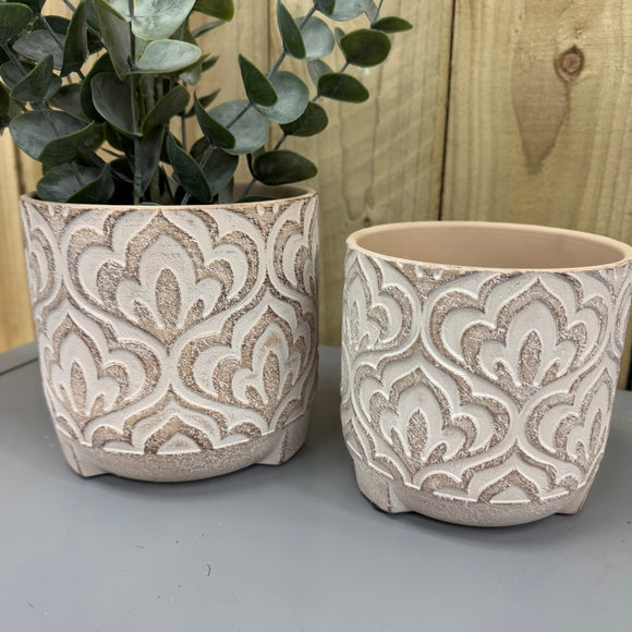 Neutral tone Floral Pattern Plant Pots with feet

Available in two sizes; Medium H12.5cm & Large H15.5cm