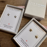 Life Charm Earrings - Silver sparkling heart studs