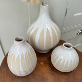 Neutral Earthenware Patterned Vases - 2 sizes