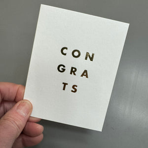 Chalk UK Card Collection - Simple designs but classy



White card 118x90mm, blank inside for your own personal message;

Gold text&nbsp;quote - 'CONGRATS'&nbsp;