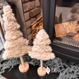 Fabric Fluffy Trees mounted on wooden stand - 2 sizes