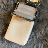 Beige Faux Leather Cross Body Purse/Mobile Bag