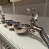 Elegant Standing Silver Aluminium Reindeer Trio Dishes L52cm