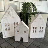 Wooden Houses set of 3 - Whitewashed