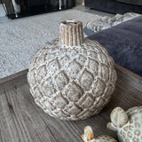 Decorative Brown Round Bud Vase with a speckled scaly artichoke-inspired pattern H15.7cm&nbsp;