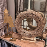 Rustic Champagne wreath on stand H55cm