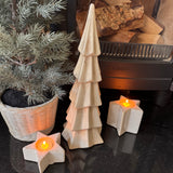 Ceramic neutral cream fluted tiered distressed tiered Tree 37cm
