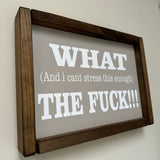 Small Rectangular Framed Grey Plaque - "What the F***!!"