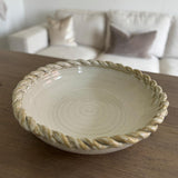 Off White / Cream Large 40cm Bowl with twisted rope detail round the rim