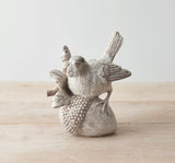 Rustic Ceramic Birds on Acorn & Pinecone