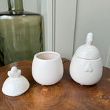 Matte White Small Egg Jars - Hen or Rooster