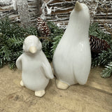 White Reactive Glaze Ceramic Standing Penguins
Available in 2 sizes; - Small 11cm &amp; Large 15cm