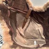 Faux suede Shoulder Bag with trim detail - Chocolate