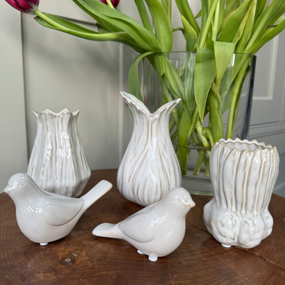 Wikholm - Small glazed ceramic off-white Birds - 2 styles