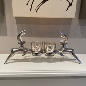 Small Elegant Standing Silver Reindeer 2 Votives