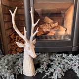 Rustic whitewashed wood-effect glistening Reindeer / Stag head with tall antlers H47.5cm&nbsp;
