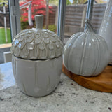 White Ceramic Acorn Jar