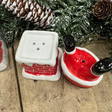 Christmas Ceramic Santa in Chimney Salt & Pepper Holder