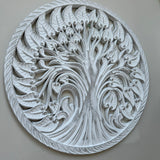 <h3><strong>Whitewashed Round Wall Panel with Carved Tree of Life - 60cm</strong></h3> <h3>Simply stunning.</h3>