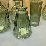 Vintage Green Small Glass Bottle Vases - 4 styles