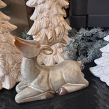 Sitting Ceramic Fawn Brown Reindeer