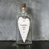 East of India Hanging Porcelain Long Heart with a meaningful quotes;

'Grandchildren loved here'