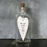 East of India Hanging Porcelain Long Heart with a meaningful quotes;

'Take time to make your soul happy'