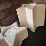 Neutral speckled Star T-Light holder - 2 sizes