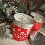 Best Kept Secrets Christmas - The Red One Collection
Tin Candle with a red Christmas themed design with the quote - 'Merry Christmas and a Happy new year'&nbsp;
Fragrance with sprinkles of glitter &amp; tiny gems for that pretty finishing touch;&nbsp;
Sparkling snowflakes - Fresh aromas of Bergamot, Sandalwood &amp; Neroli