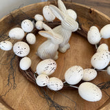 Easter White Speckled Egg Wreath with foliage 36cm