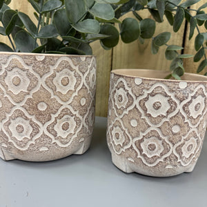 Neutral tone Round circle pattern Plant Pots
Available in two sizes; Medium H12.5cm &amp; Large H15.5cm