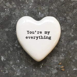 East of India Quotable pebble collection -
Small gifts with a meaningful quote for someone special
White Heart Pebble 'You're my everything' 6705