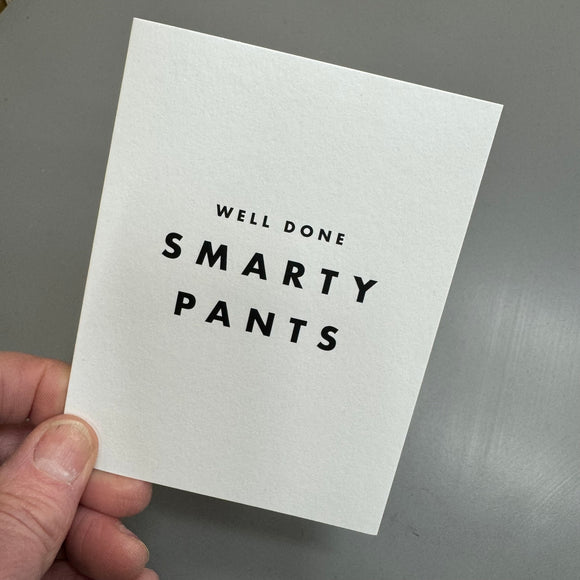 Chalk UK Card Collection - Simple designs but classy



White card 118x90mm, blank inside for your own personal message;

Black text 'WELL DONE SMARTY PANTS'