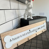 Wooden Plaque with 4 Hooks - 'A House Isn't A Home Without Paw Prints'
