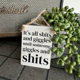 Mini Metal Hanging Sign - 'Strictly No Twats'