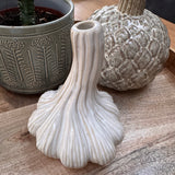 Small Glazed Off-White textured Garlic Vase