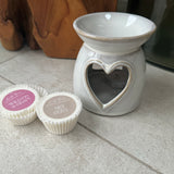 Ceramic Wax Burner with cut out Heart