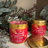 Best Kept Secrets Christmas - Elegance Gold Tin Candle Collection&nbsp;
Presented in a festive gold tin with images of gold pine cones, snowflake, stars on a deep red background
Fragrance with sparkling red glitter for that elegant finishing touch;&nbsp;
Mulled Cranberries &amp; Orange - Rich Red Fruits, Orange &amp; Rhubarb
