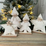 Sherpa Cream Star on wooden base - small