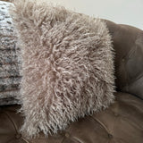 Faux Mongolian Fur Cushion 45cm - Taupe