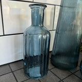 Small Glass Bottle Vases Blue - tall ribbbed bottle