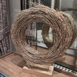 Rustic Champagne wreath on stand H55cm