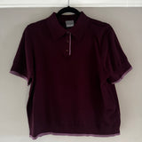 Cashmere-like Short Sleeved Knitted Polo Shirt - Merlot
