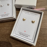 Life Charms the Thoughtful Jewellery Co.
Silver plated stud hypoallergenic Earrings collection;
Sparkling Gold Heart Stud Earrings E249G