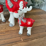 Christmas Ceramic Red & White Reindeers - Medium & Large