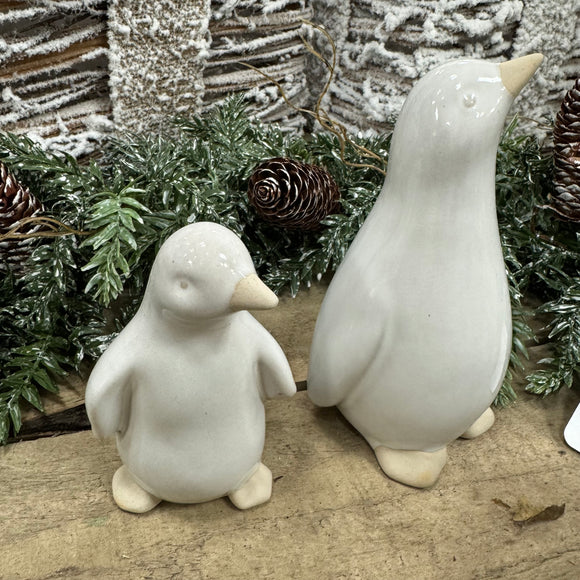 White Reactive Glaze Ceramic Standing Penguins
Available in 2 sizes; - Small 11cm & Large 15cm