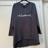 Chalk - Charcoal Robyn Top with text 'Weekend'